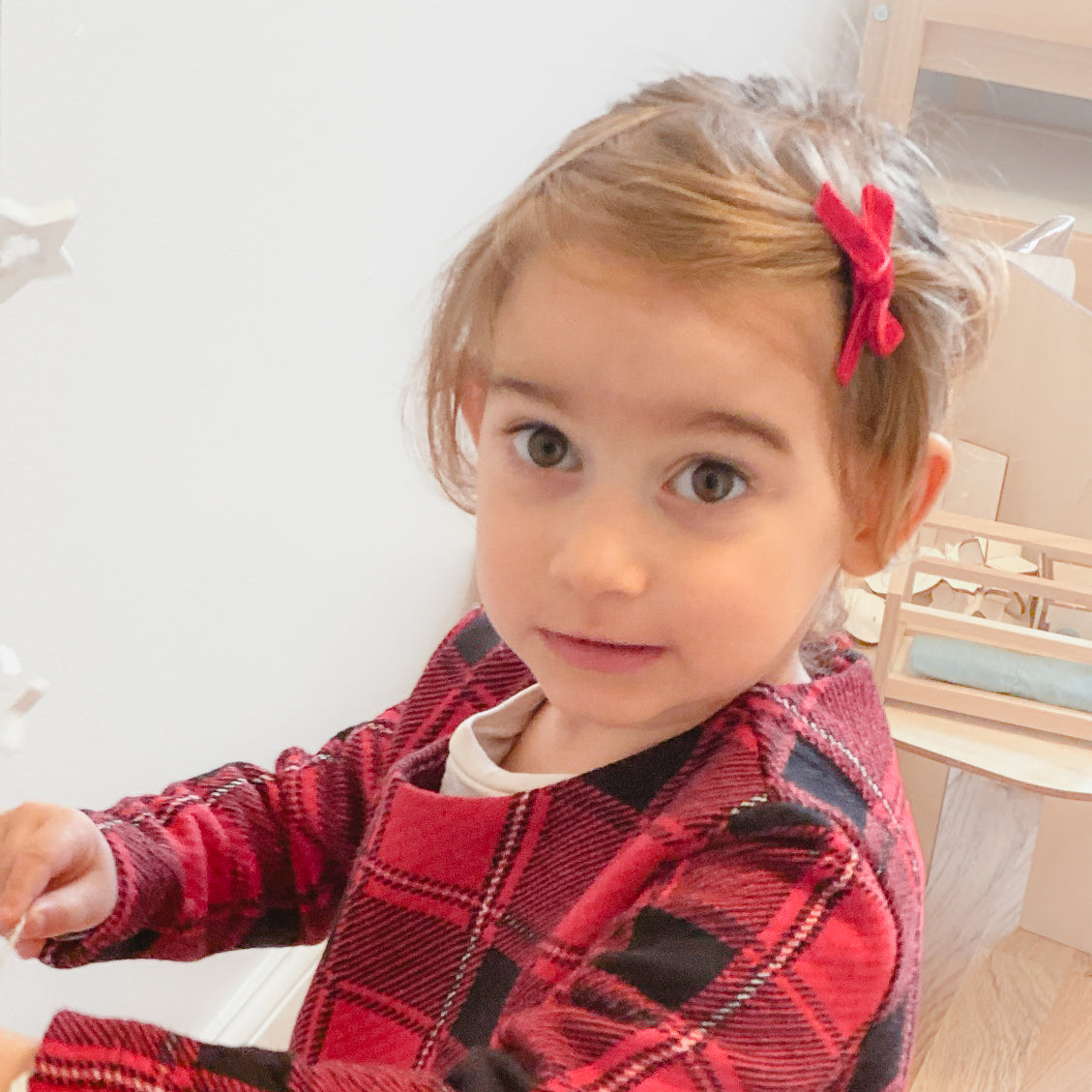 Christmas velvet baby hair bow clips designed to latch on fine hair. Stocking filler for baby girls (Copy)