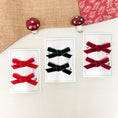 Load image into Gallery viewer, Christmas velvet baby hair bow clips designed to latch on fine hair. Stocking filler for baby girls (Copy)
