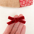 Load image into Gallery viewer, Christmas velvet baby hair bow clips designed to latch on fine hair. Stocking filler for baby girls (Copy)
