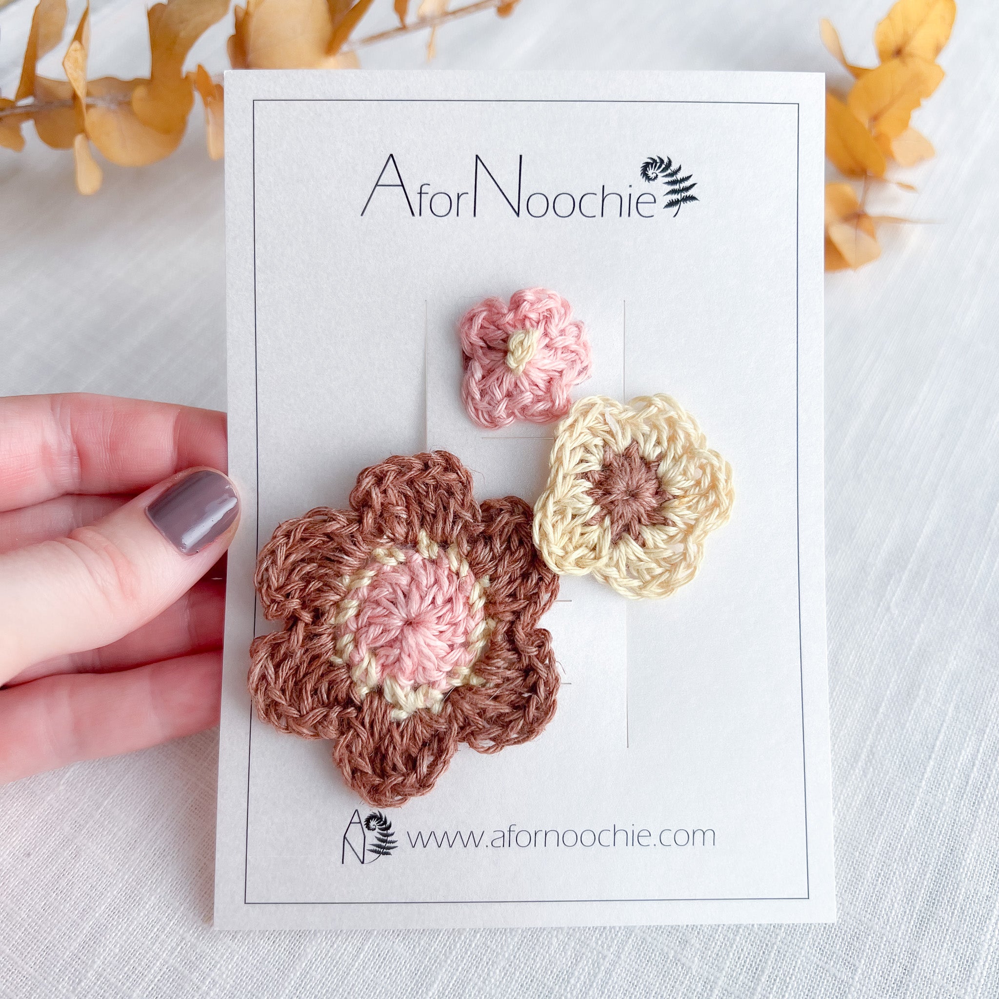 Hand crochet flower hair clips