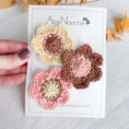 Load image into Gallery viewer, Hand crochet flower hair clips - A for Noochie 
