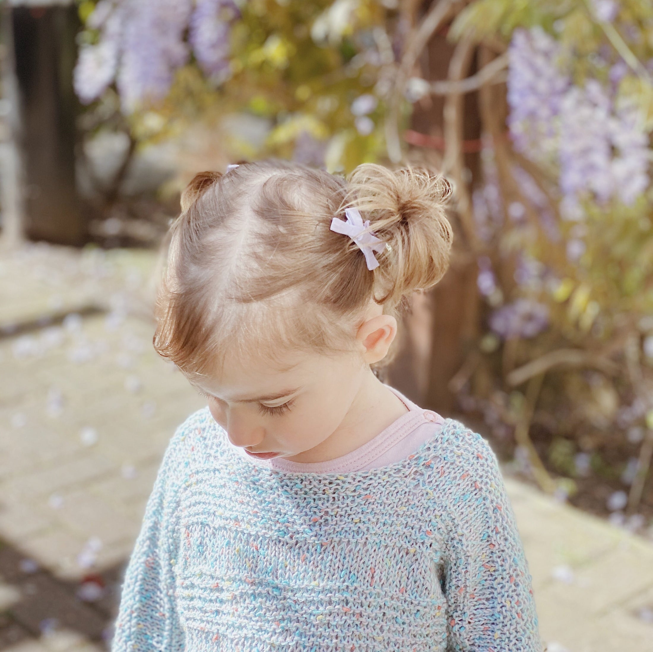 Mini bow hair clips in Liberty of London plain colours