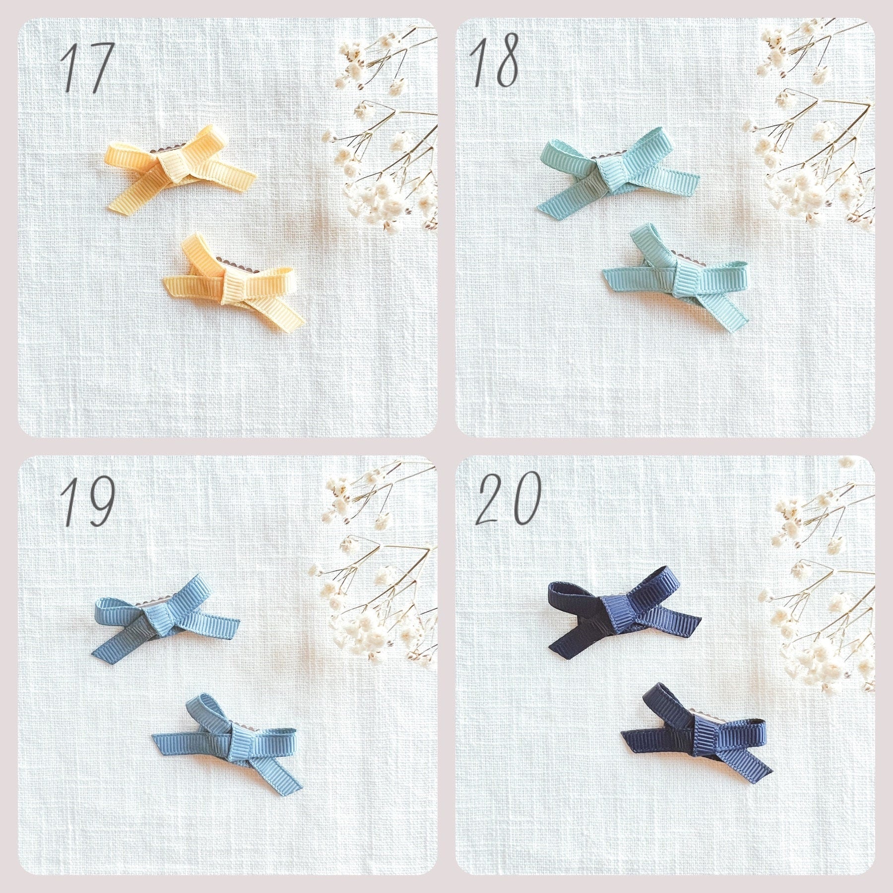 A for Noochie - Mini ribbon bow hair clips