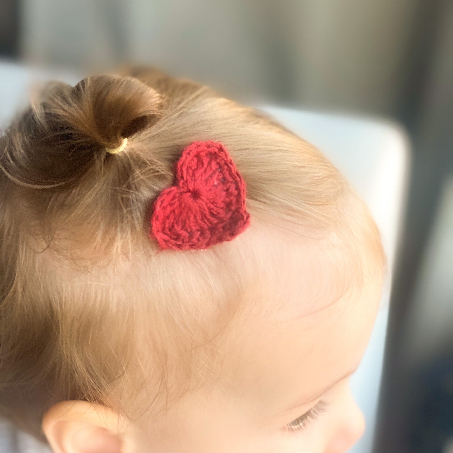 Hand crochet heart hair clips 