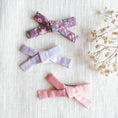Load image into Gallery viewer, A for Noochie - Set of three regular bow hair clips in Liberty of London
