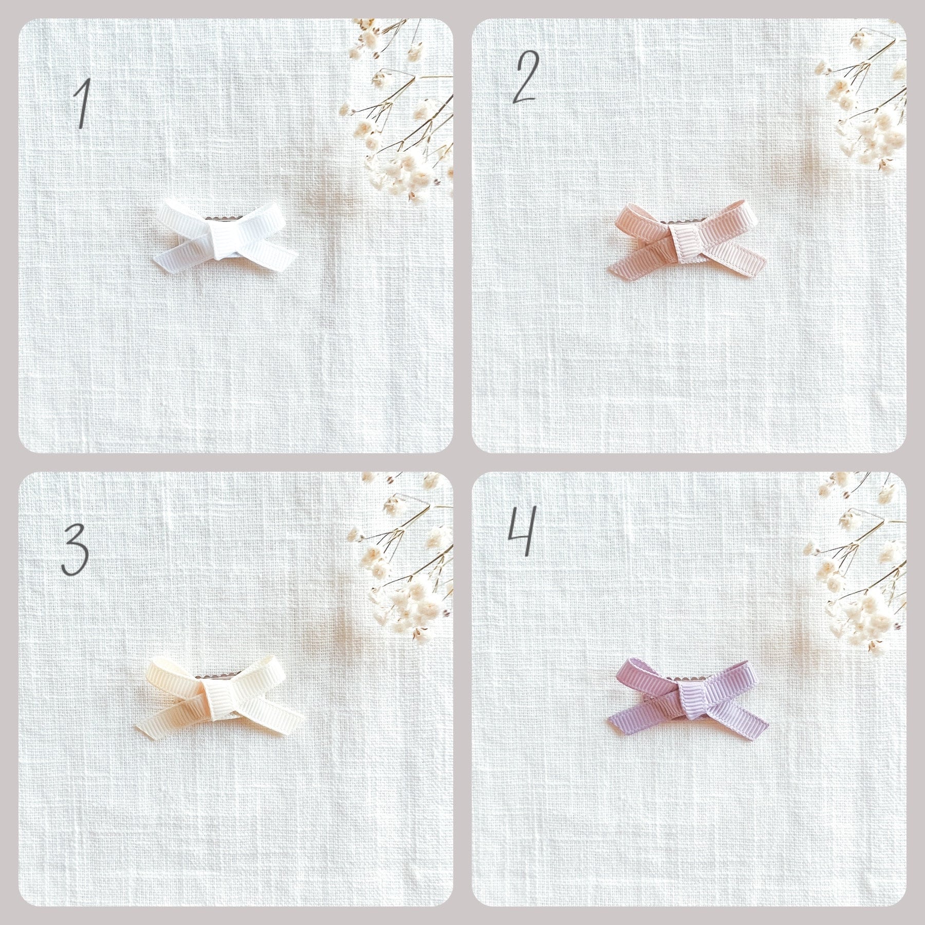 Mini ribbon bow hair clips - A for Noochie 