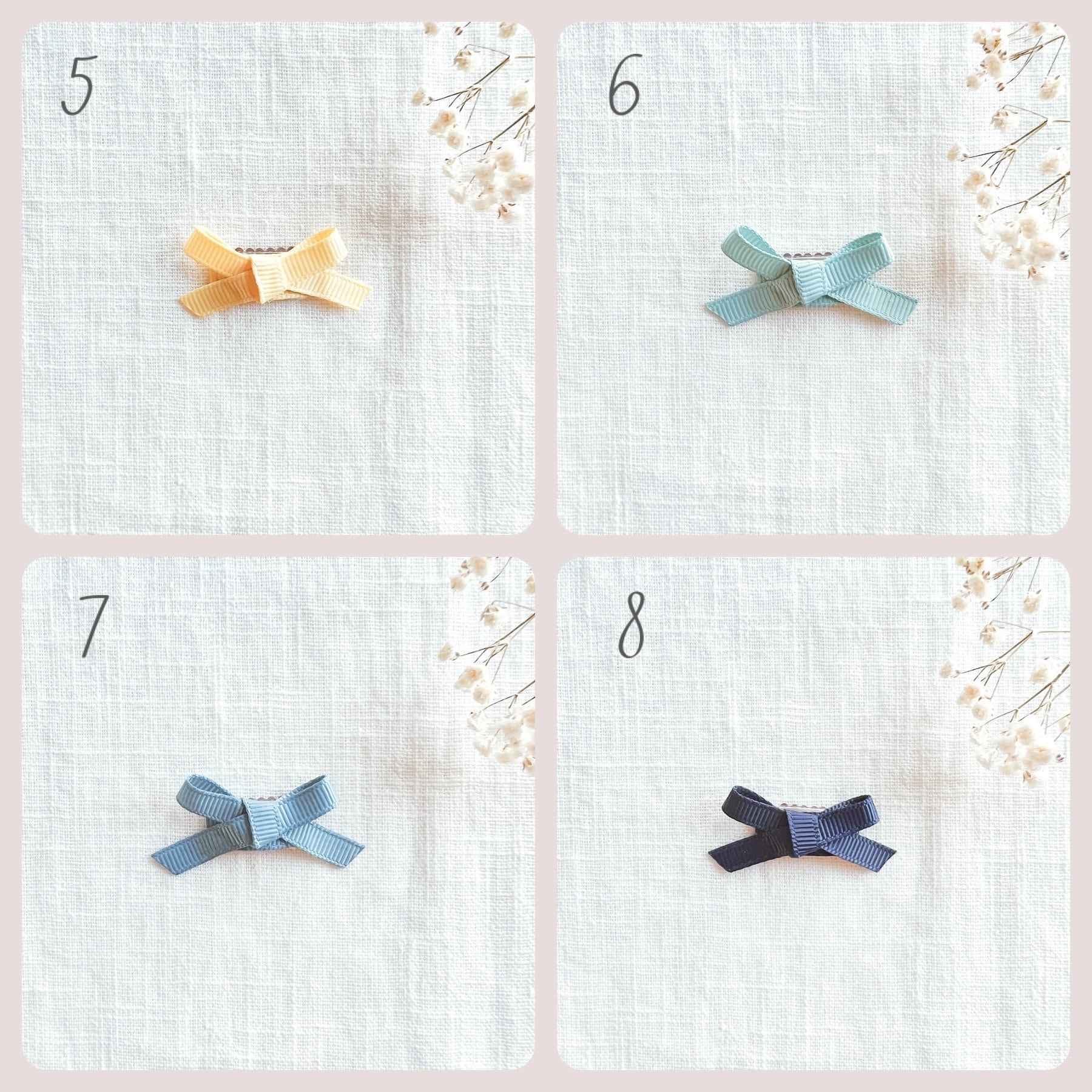 Mini ribbon bow hair clips - A for Noochie 